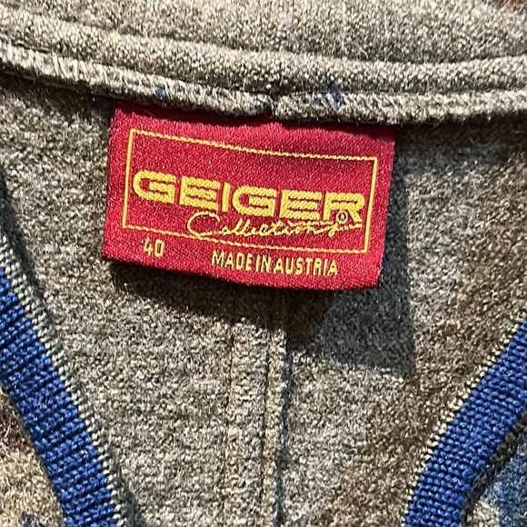 Geiger of Austria Wool Jacket Austrian Wool Sweater Cardigan Grey Multi Button - Picture 2 of 8